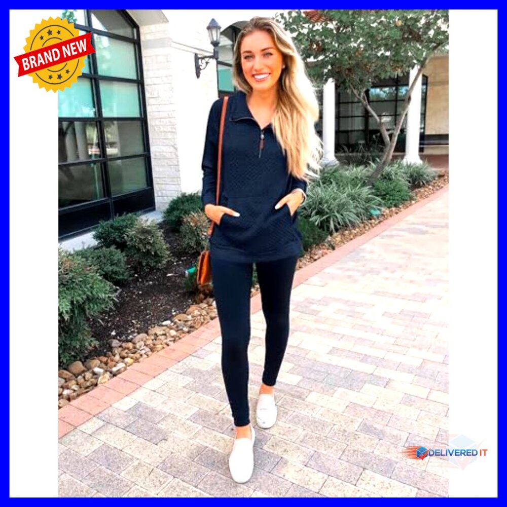 Quilted Pattern Lightweight Zipper Pullover Long … - image 3